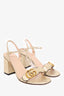 Gucci Gold Metallic T-Strap GG Marmont Sandals Size 38