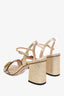 Gucci Gold Metallic T-Strap GG Marmont Sandals Size 38