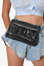 Saint Laurent 2019 Black Crinkled Leather Monogram Belt Bag