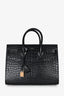 Saint Laurent Black Croc Embossed Small 'Sac de Jour' Top Handle With Strap