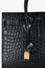 Saint Laurent Black Croc Embossed Small 'Sac de Jour' Top Handle With Strap