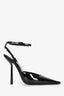 Saint Laurent Black Patent Leather Crystal Pointed Heels Size 37