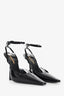 Saint Laurent Black Patent Leather Crystal Pointed Heels Size 37