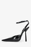 Saint Laurent Black Patent Leather Crystal Pointed Heels Size 37