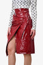 Isabel Marant Red Patent Knee Length Skirt Size 34