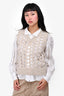 Maison Margiela Cream Wool Knit Cut-Out Detail Sleeveless Top Size S