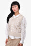 Maison Margiela Cream Wool Knit Cut-Out Detail Sleeveless Top Size S