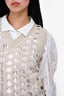 Maison Margiela Cream Wool Knit Cut-Out Detail Sleeveless Top Size S