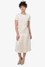 Loro Piana Cream Silk Maxi Dress with Pleated Front Size 40