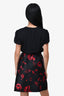 Robe Diane von Furstenberg noire brodée de roses rouges, taille 8