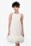 Ronny Kobo Cream Feather Trim 'Fallen' Dress Size XS