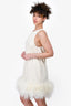 Ronny Kobo Cream Feather Trim 'Fallen' Dress Size XS