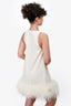 Ronny Kobo Cream Feather Trim 'Fallen' Dress Size XS