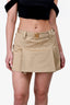 Miu Miu Beige Chino Mini Pleated Skirt with Logo Belt Size 42