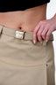 Miu Miu Beige Chino Mini Pleated Skirt with Logo Belt Size 42