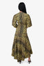 Ganni Leopard Print Puff Sleeve Layered Hem Wrap Dress Size 36
