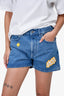 MCM Blue Denim 'Sommer' Shorts with Yellow Leather Patchwork Size S