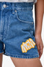 MCM Blue Denim 'Sommer' Shorts with Yellow Leather Patchwork Size S