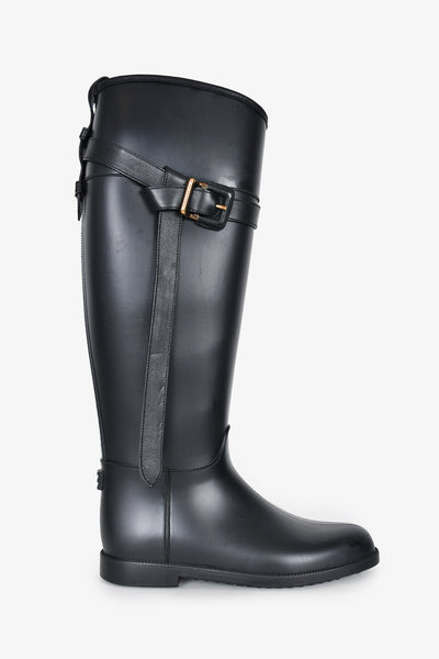 Burberry Black Trim Rubber Rain Boots Size 37 – Mine Yours