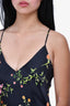 L'Agence Black Floral Printed Silk Slip Dress Size 4