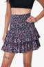 Isabel Marant Etoile Grey & Purple Floral Print Ruffle Skirt Size 36