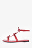 Valentino Red Leather Bow Detailed Sandals Size 38