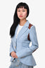 Symthe Blue/Brown Chevron Leather Patched Blazer Size 2