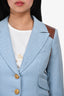 Symthe Blue/Brown Chevron Leather Patched Blazer Size 2