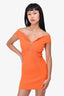 Self-Portrait Orange Knit Ribbed Zip Up Mini Dress Size S