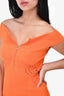 Self-Portrait Orange Knit Ribbed Zip Up Mini Dress Size S
