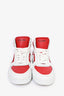Celine White/Red Leather Logo High Top Sneakers Size 36