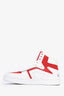 Celine White/Red Leather Logo High Top Sneakers Size 36