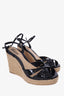 Gucci Black Guccissima Patent Espadrille Wedges Size 40