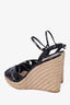 Gucci Black Guccissima Patent Espadrille Wedges Size 40