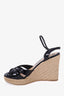 Gucci Black Guccissima Patent Espadrille Wedges Size 40