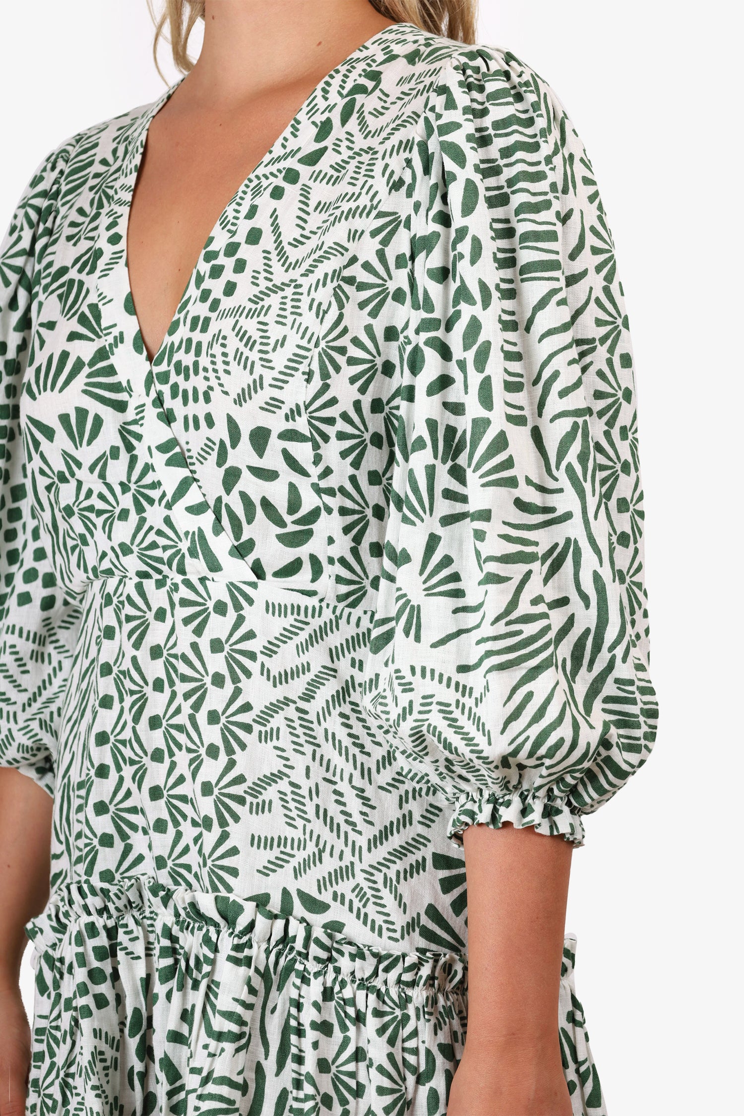 Alexis Green/White Idony Cotton Printed Mini Dress Size L Mine & Yours Alexis Green/White Idony Cotton Printed Mini Dress Size L Mine & Yours
