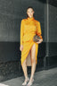 Ronny Kobo Yellow Leopard Print Silk Dress Size M