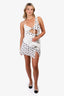 For Love & Lemons White/Black Printed Heart Cut-Out Dress Size L