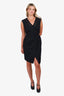 Proenza Schouler Black Wool Faux Wrap Dress with Zipper Detail Size 10