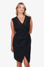 Proenza Schouler Black Wool Faux Wrap Dress with Zipper Detail Size 10