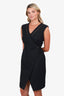 Proenza Schouler Black Wool Faux Wrap Dress with Zipper Detail Size 10