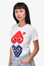 Play Comme des Garcons White Red/Navy Heart Printed T-Shirt Size XS