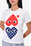 Play Comme des Garcons White Red/Navy Heart Printed T-Shirt Size XS