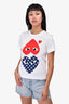 Play Comme des Garcons White Red/Navy Heart Printed T-Shirt Size XS