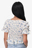Reformation Cream/Blue Floral Button Detailed Top Size 0