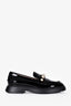 Stuart Weitzman Black Patent Leather Faux Pearl Embellished Loafers Size 37.5