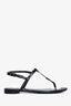 Saint Laurent Black Croc Embossed Cassandra Sandals Size 36.5
