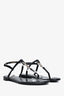 Saint Laurent Black Croc Embossed Cassandra Sandals Size 36.5