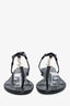 Saint Laurent Black Croc Embossed Cassandra Sandals Size 36.5