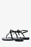 Saint Laurent Black Croc Embossed Cassandra Sandals Size 36.5
